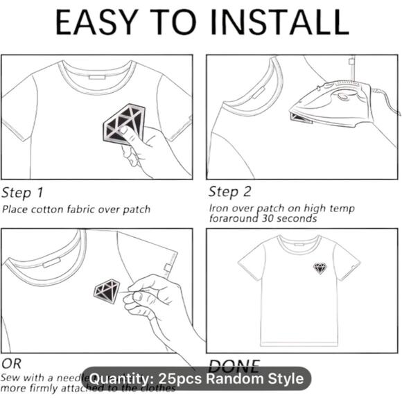 Set of Three Iron-On Graphic Logo Patches - Picture 2 of 2